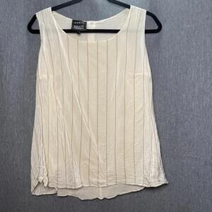 Akris Women's 14 Ivory Gold Thread Stripe Silk Blend Top Designer Classic